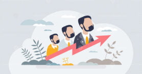 Workforce development and successful career growth tiny person concept