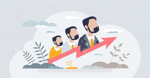 Workforce development and successful career growth tiny person concept