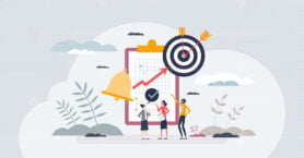 Working on project for effective goal accomplishment tiny person concept
